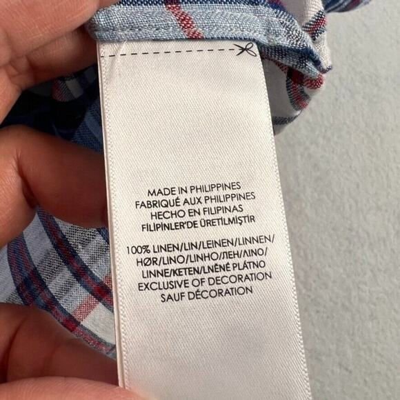 Ralph Lauren Shirt Mens Large Blue Plaid 100% Linen Button Down Long Sleeve New - Picture 9 of 10